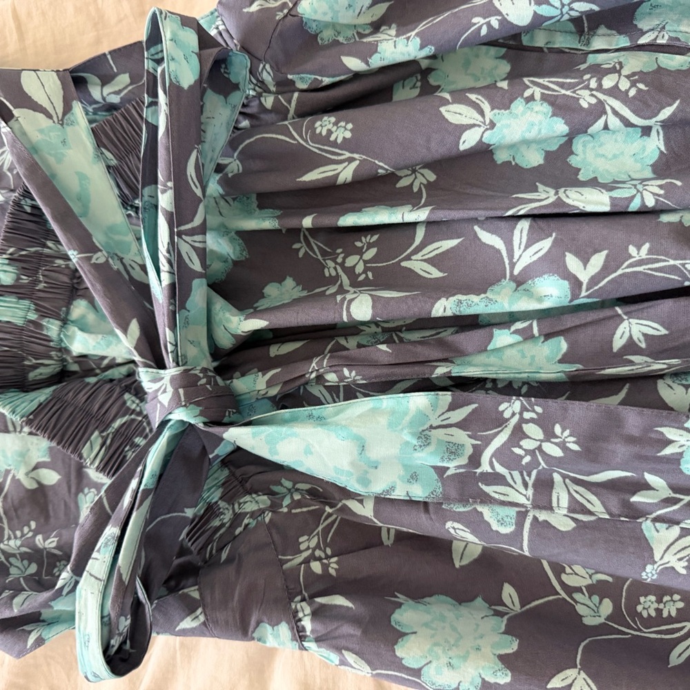 Women’s Floral A-Line Dress in Teal and Dark Gray - Picture 6 of 7